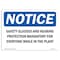 Signmission OSHA Sign, Glasses And Hearing Protection Mandatory, 14in X 10in Aluminum, 14" W, 10" H, Landscap OS-NS-A-1014-L-18154 - alternate 1